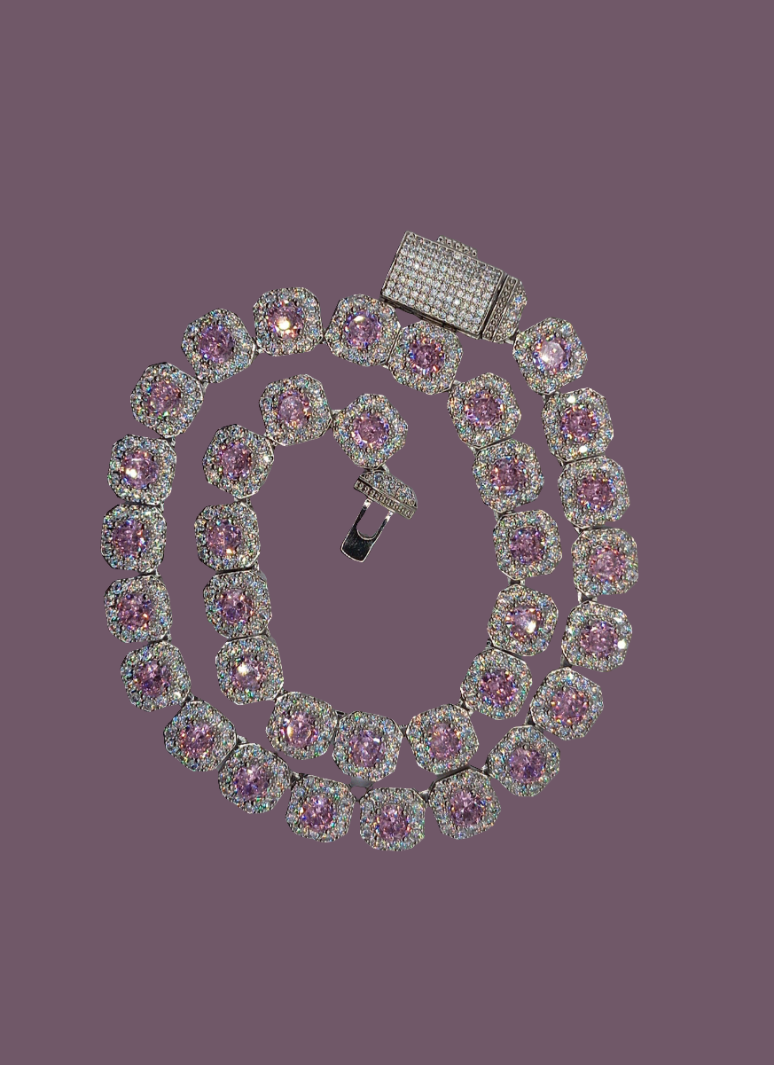 Collier en zircone perle rose