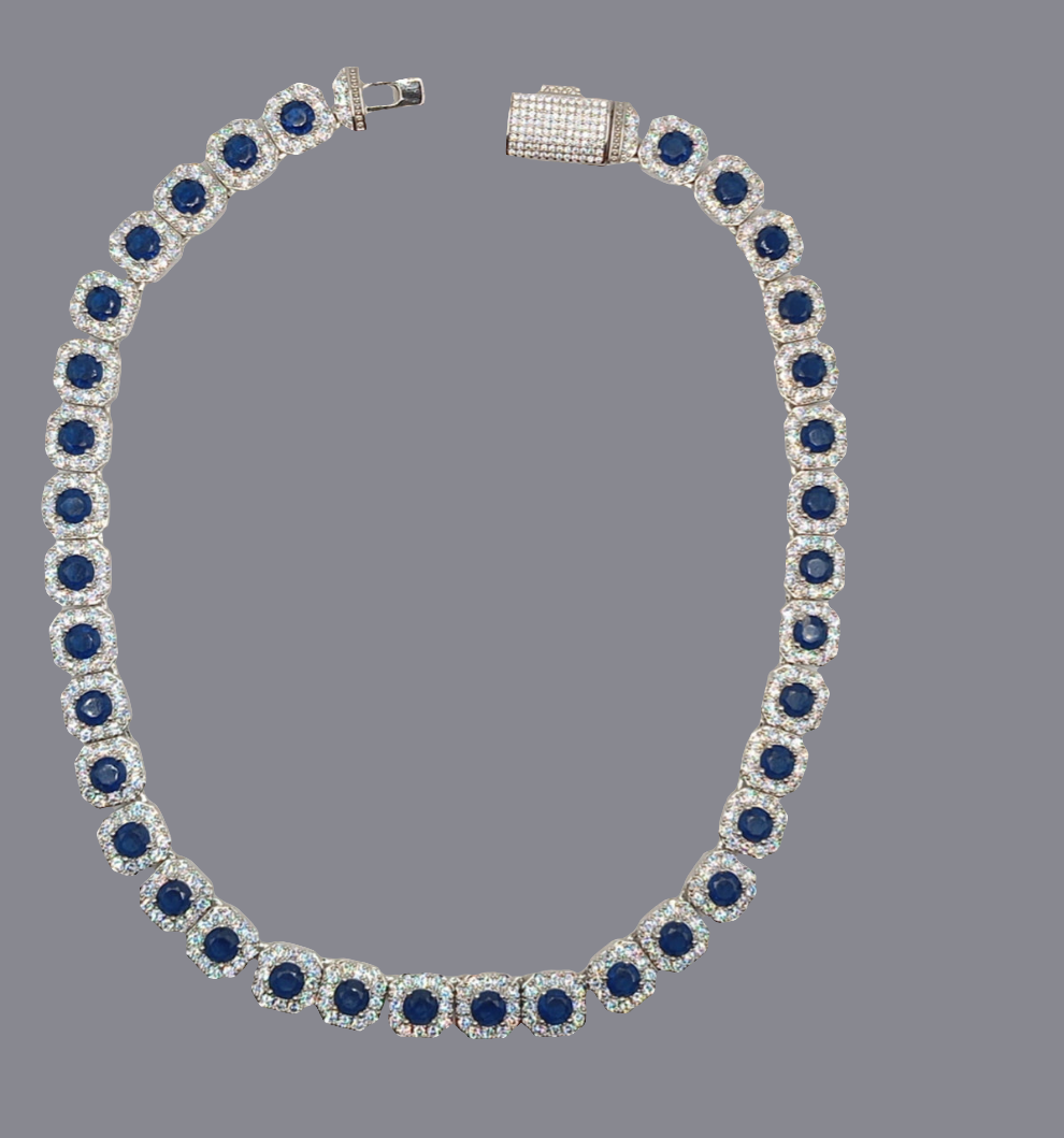 Collier en Zircone bleu
