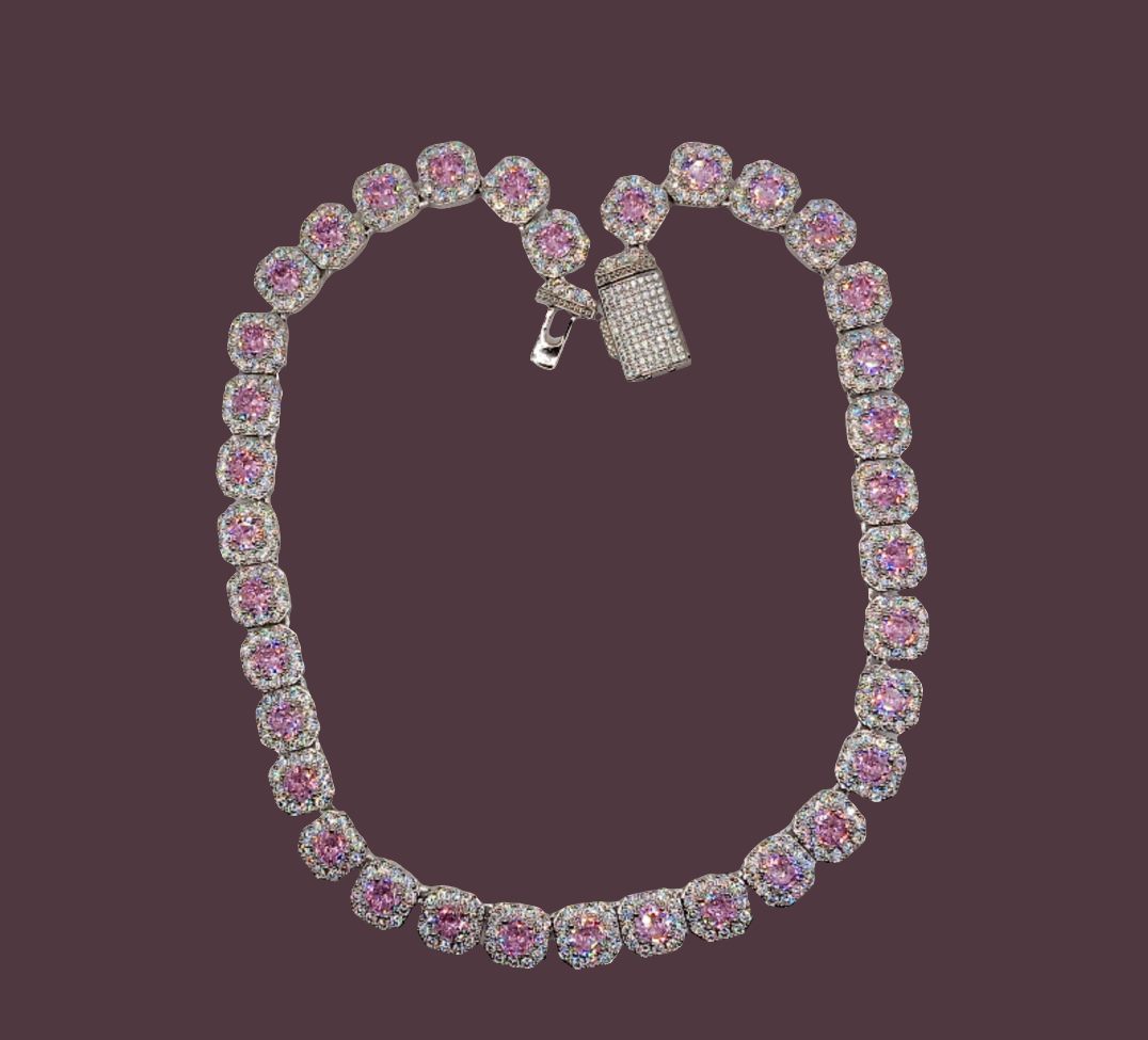 Collier en zircone perle rose