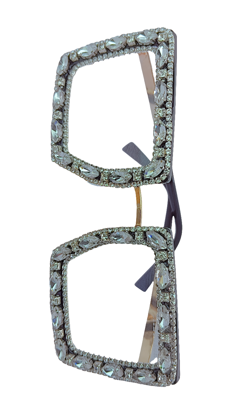 Lunettes white Victoria paillettes