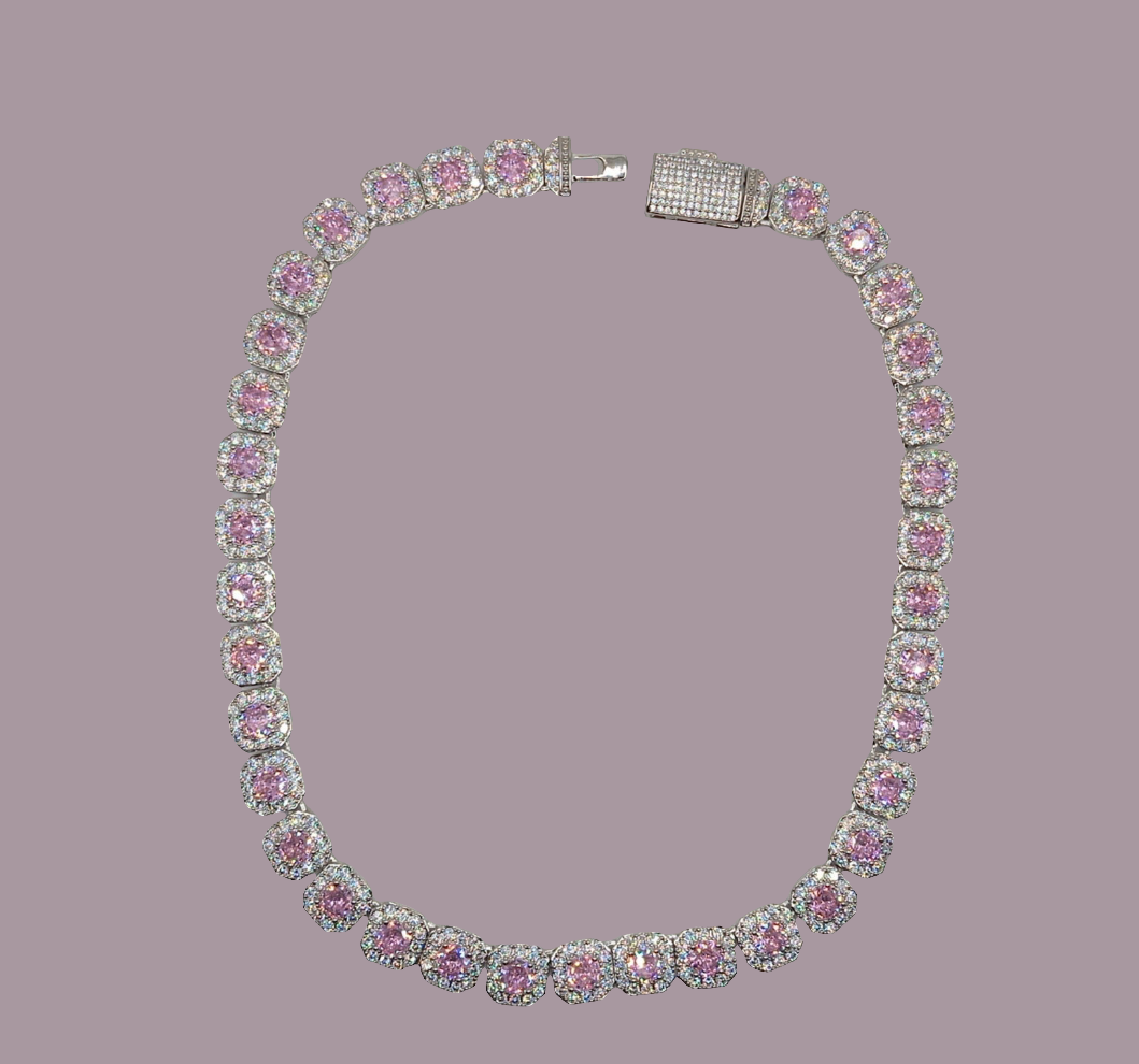 Collier en zircone perle rose