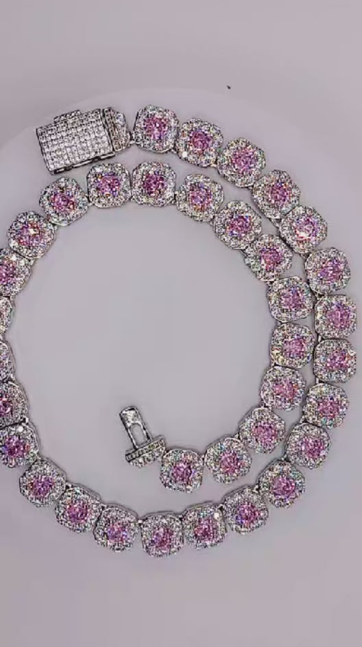 Collier en zircone perle rose